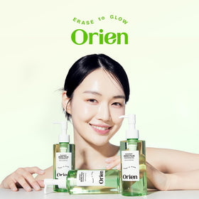 Orien cleansing oil in bathroom setting conveying daily routine convenience