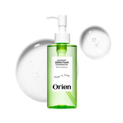 Orien bottle front view showing product and benefit of gentle makeup removal