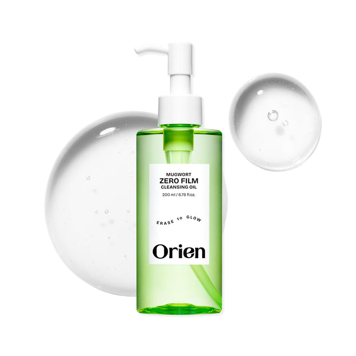Orien bottle front view showing product and benefit of gentle makeup removal
