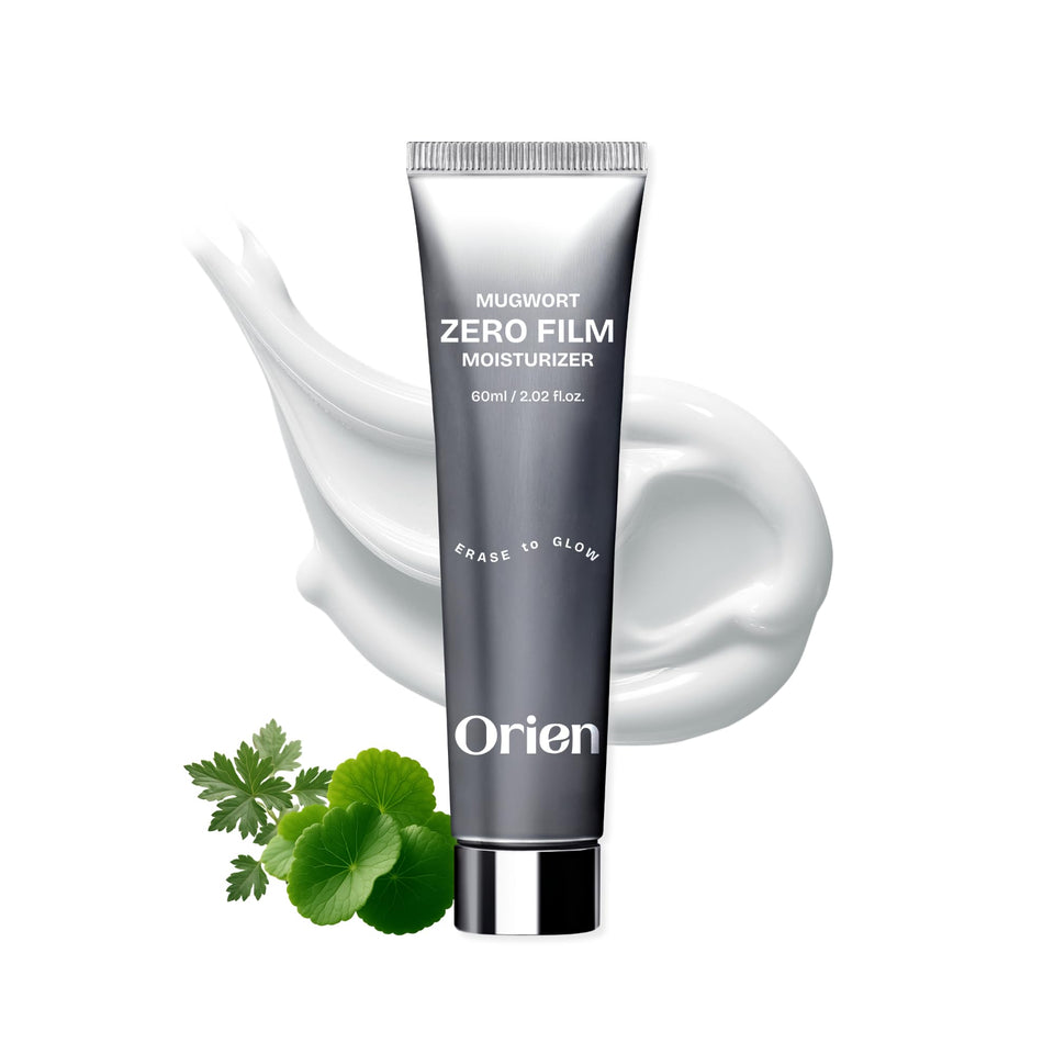 Orien front packaging of Mugwort Zero Film Moisturizer showing 60ml and benefits