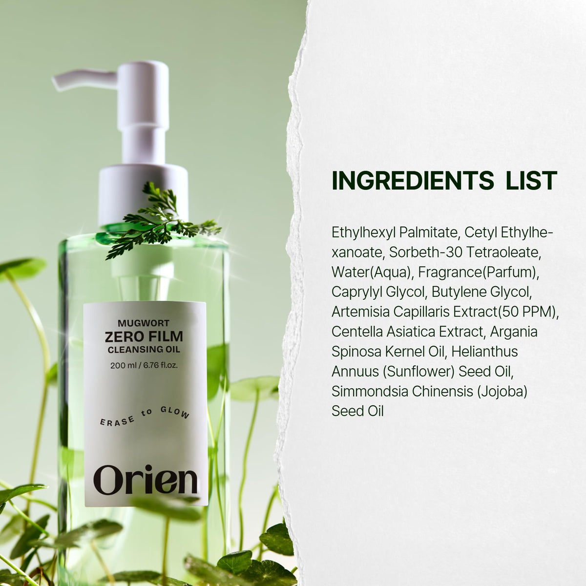 Orien bottle beside a 200ml size reference showing travel-friendly volume