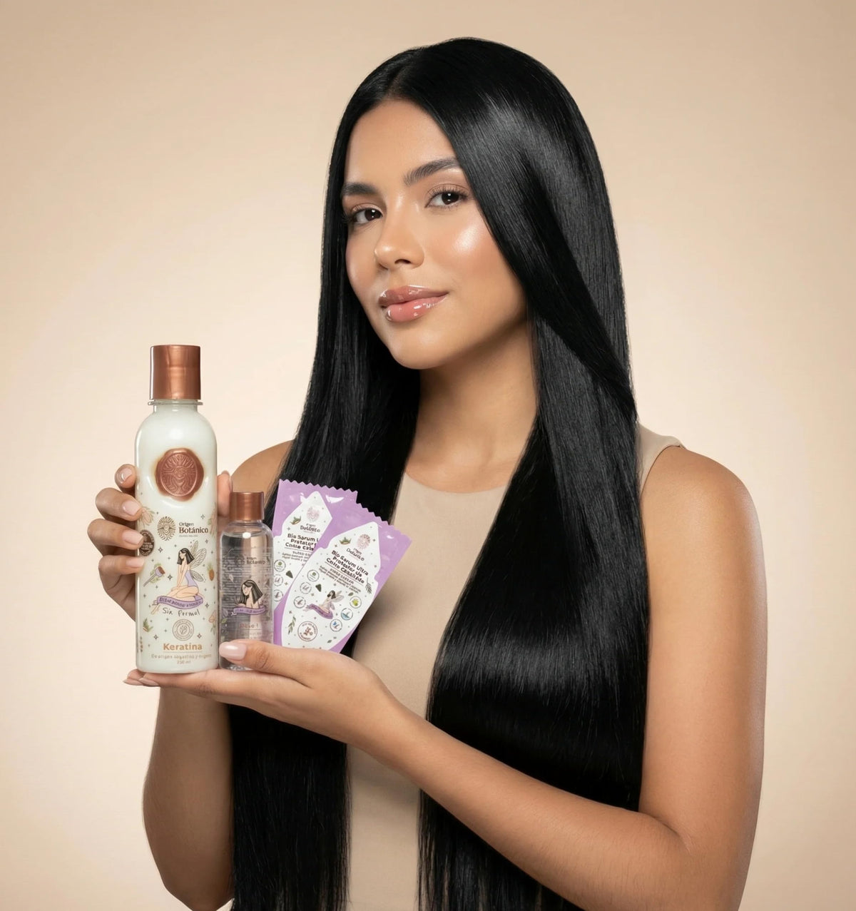 Origen Botánico creamy keratin texture close-up illustrating concentrated formula and spreadability benefit
