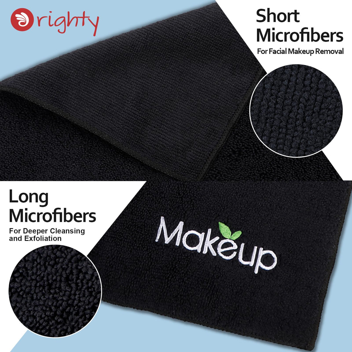 Orighty folded towel beside a ruler showing 13x13 inch size for full-face coverage