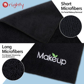 Orighty folded towel beside a ruler showing 13x13 inch size for full-face coverage