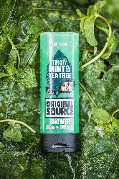 Original Source bottle positioned in bathroom setting for everyday use