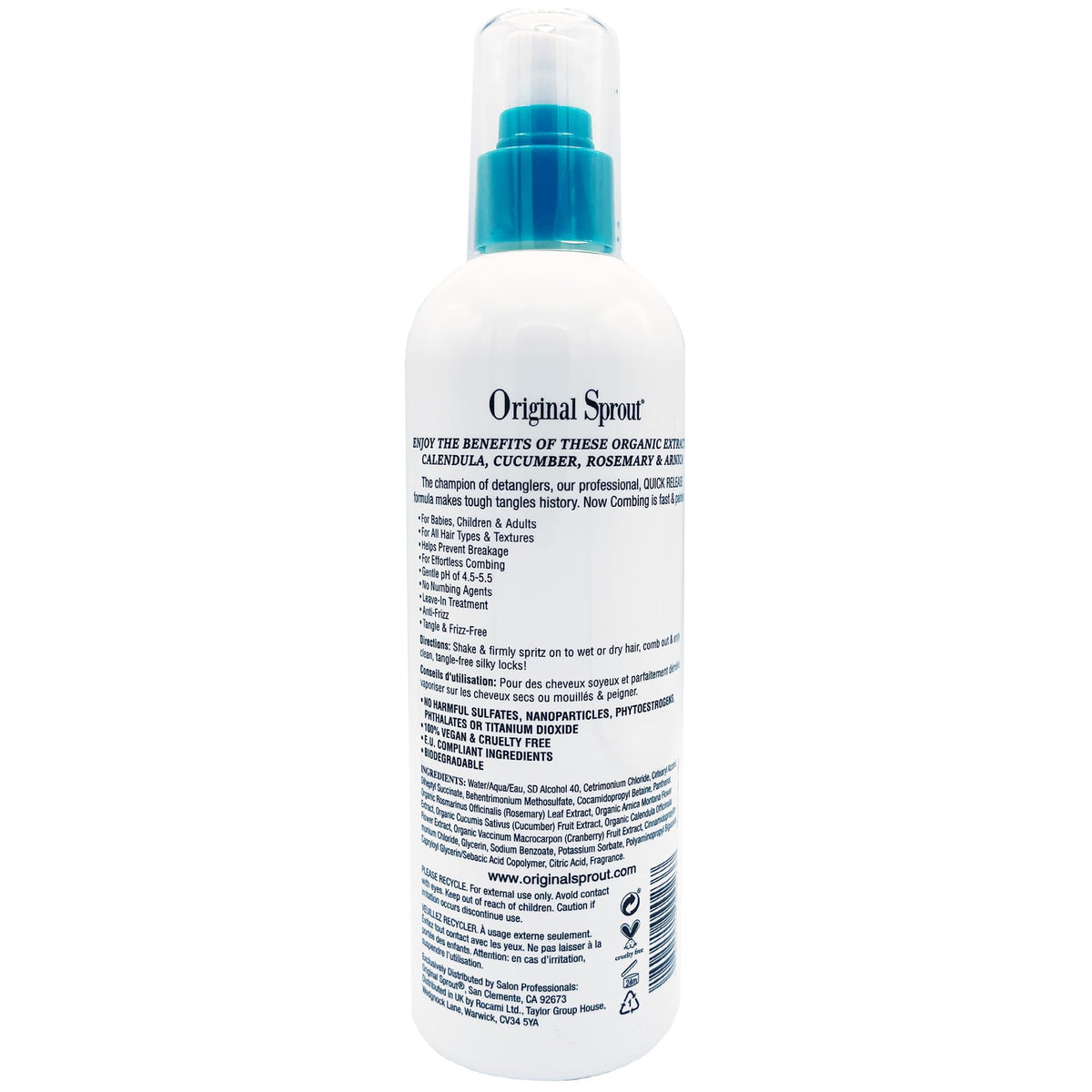 Original Sprout after-detangle hair showing smooth, soft, tangle-free finish benefit