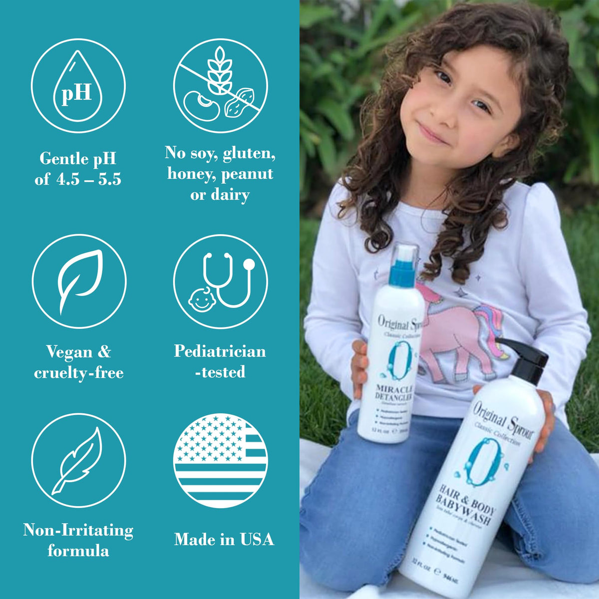 Original Sprout close-up label highlighting plant-based ingredients and gentle-pH benefit