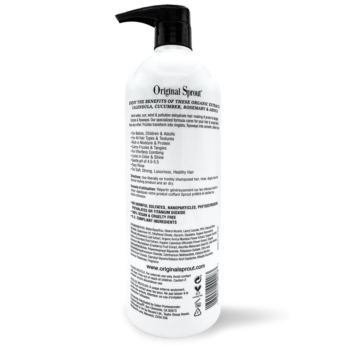 Original Sprout pump dispensing conditioner demonstrating easy, controlled use benefit