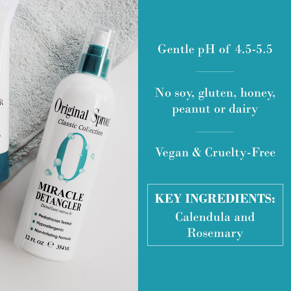 Original Sprout detangler texture sprayed on hand for lightweight finish