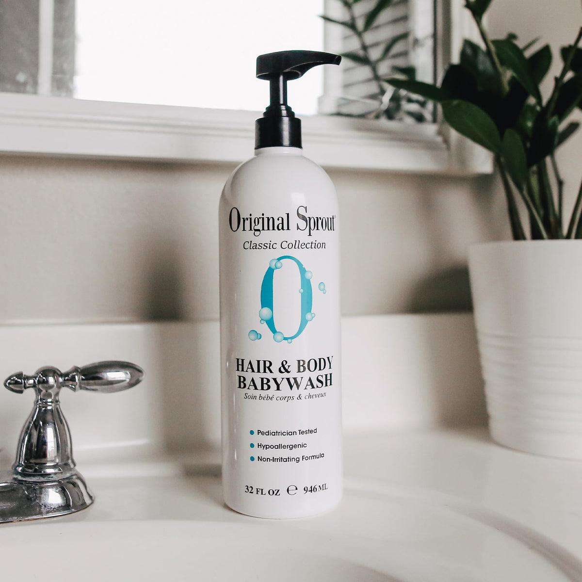 Original Sprout pump dispensed foam texture demonstrating easy-rinse benefit for quick baths