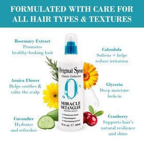Original Sprout misting onto hair showing instant slip and easier combing benefit
