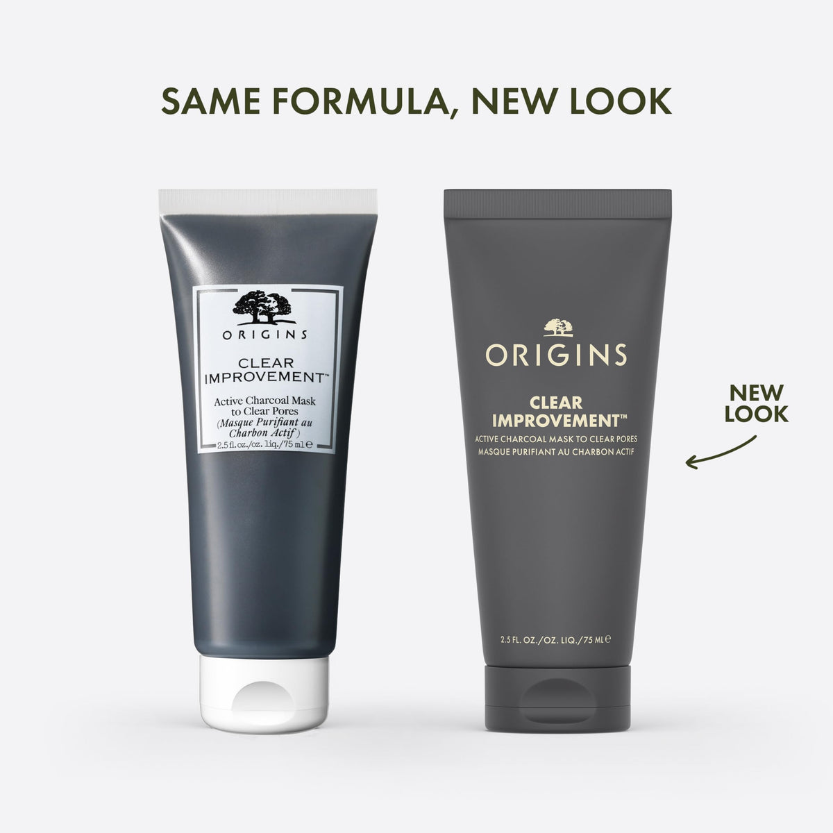 Origins close-up of mask texture showing creamy charcoal, illustrating absorbent formula
