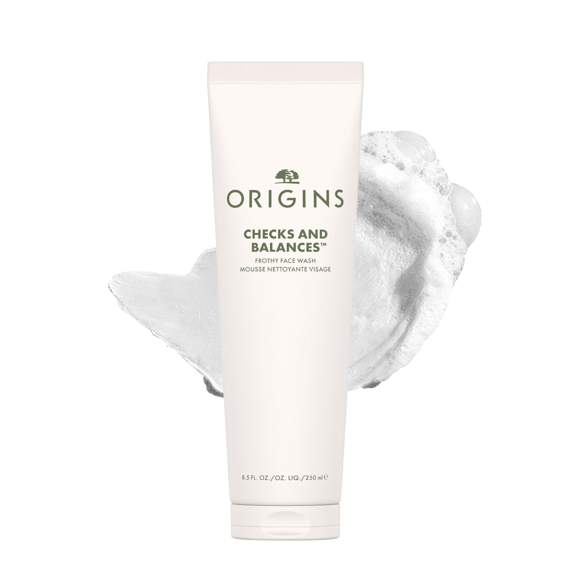 Origins bottle front view showing product and clear branding for easy shelf recognition
