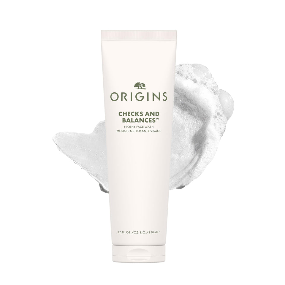 Origins bottle front view showing product and clear branding for easy shelf recognition