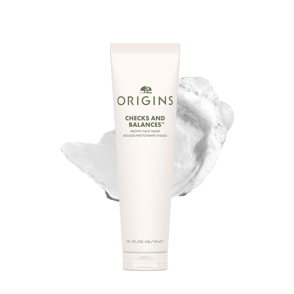 Origins front packaging showing bottle and branding, conveys reliability