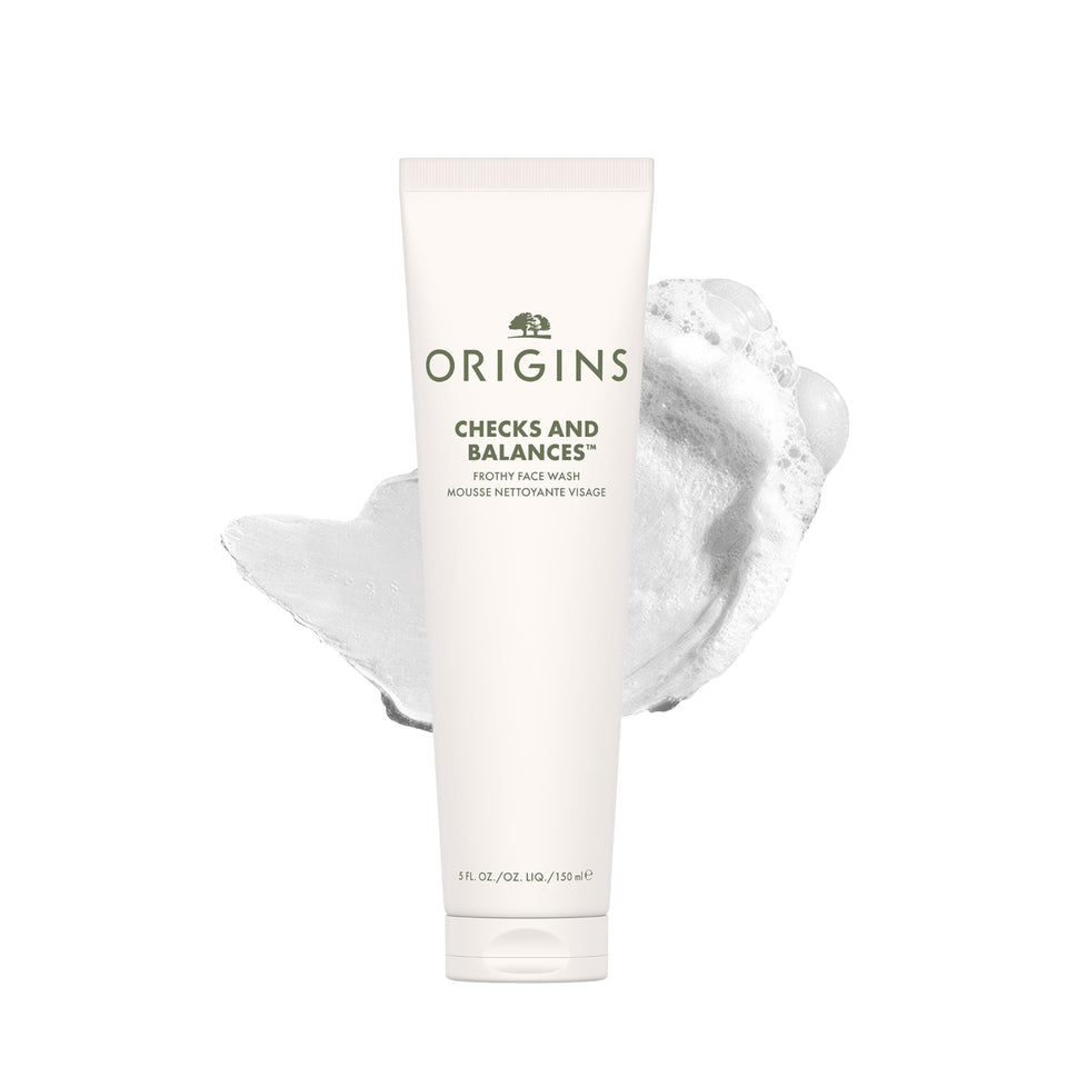 Origins front packaging showing bottle and branding, conveys reliability