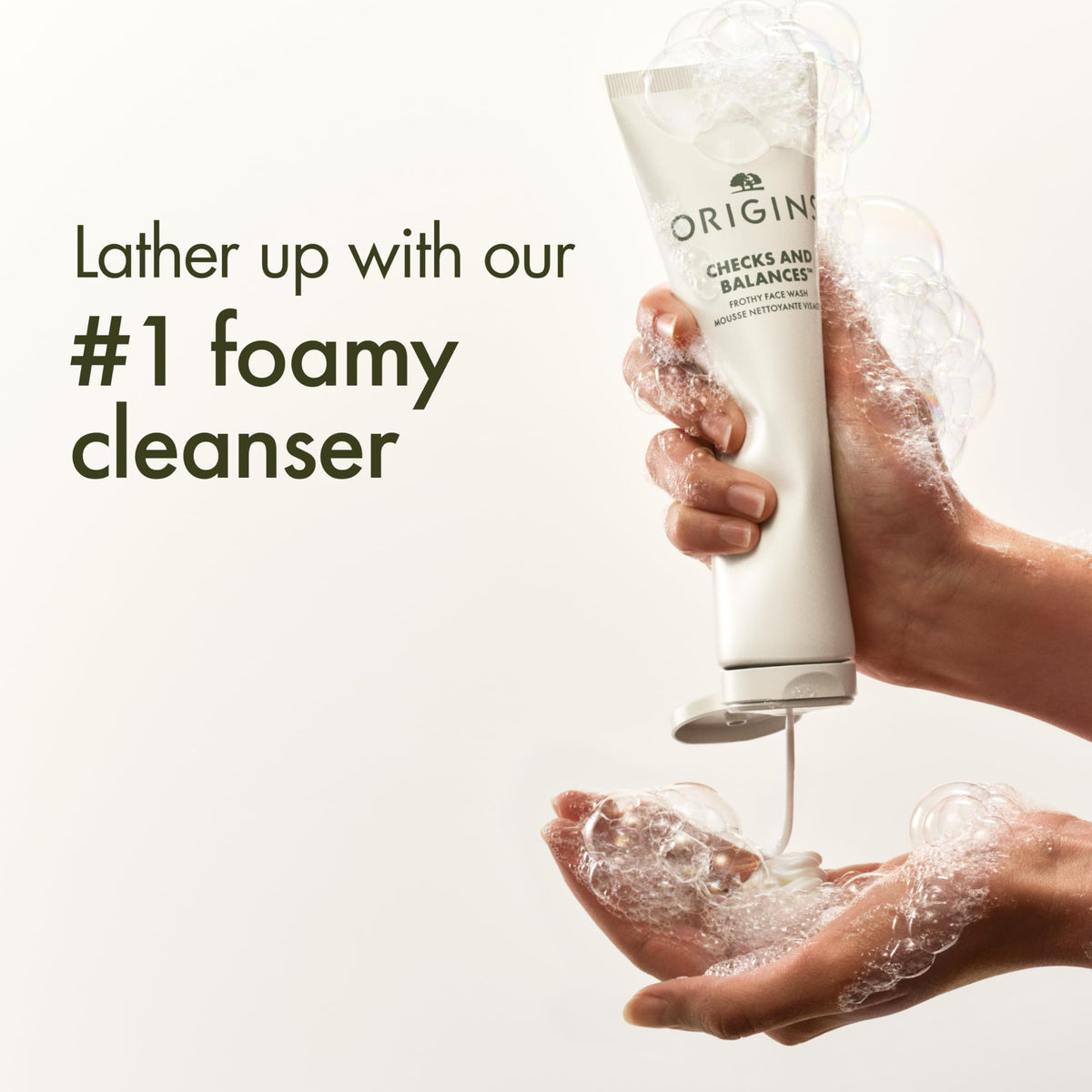 Origins spearmint leaf ingredient focus highlighting refreshing aromatic benefit