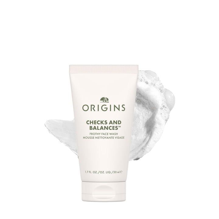 Origins travel front packaging showing compact mint-foaming cleanser convenience