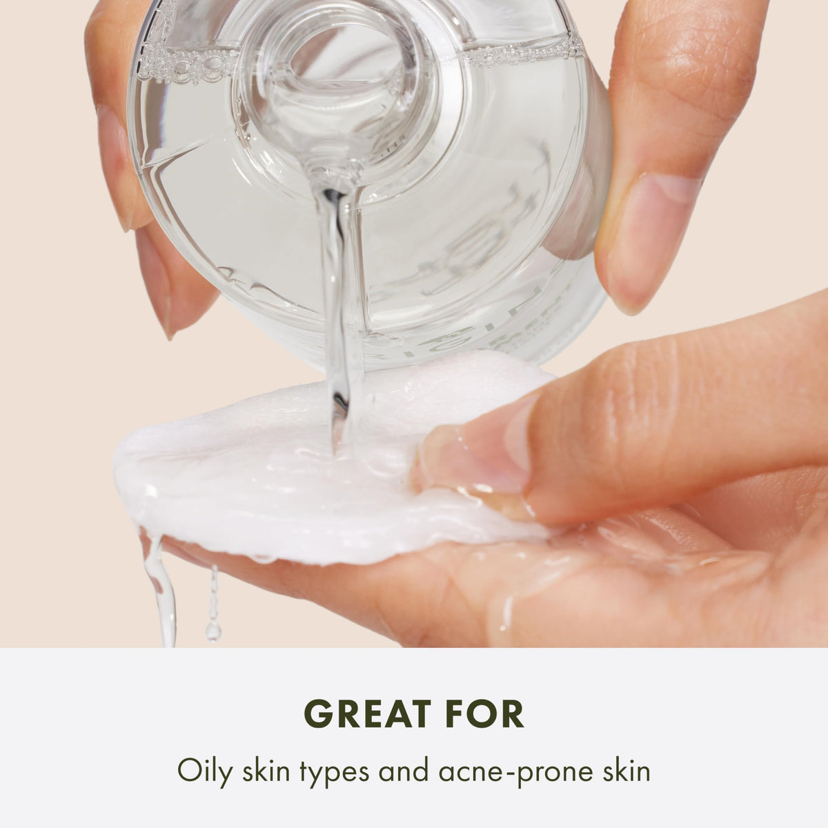 Origins pouring toner texture showing lightweight formula benefit