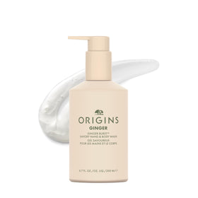 Origins bottle front packaging showing ginger and citrus scent benefits