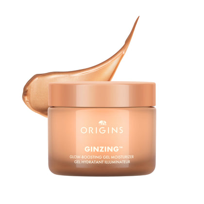 Origins GinZing Bronze Glow front jar showing warm radiance and branding benefit