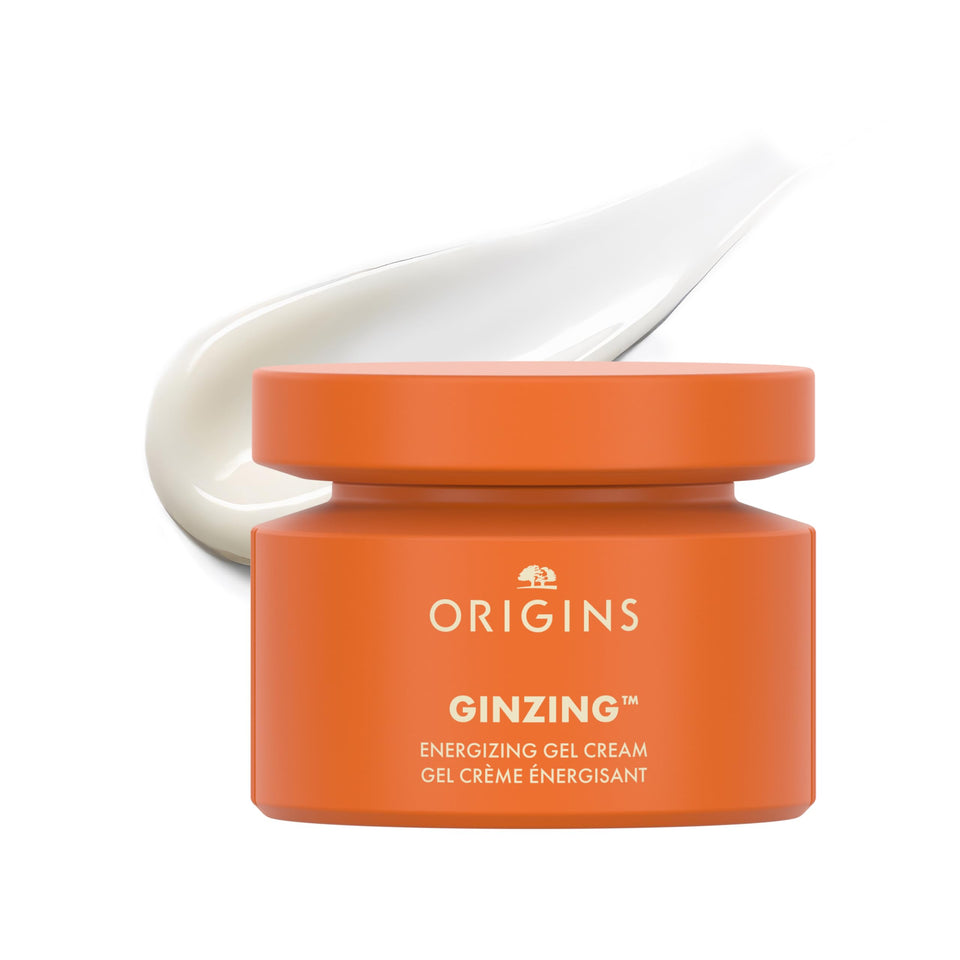 Origins GinZing front jar showing label and 1.7 fl oz size, promoting instant radiance