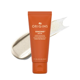 Origins GinZing front packaging showing the tube and shade benefits