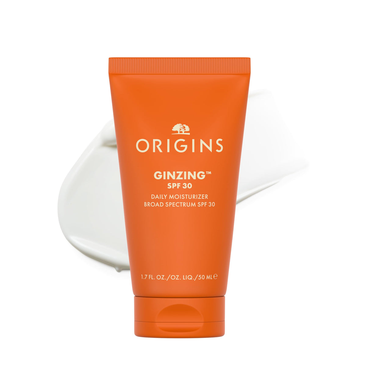Origins GinZing front tube showing SPF 30 and key benefits