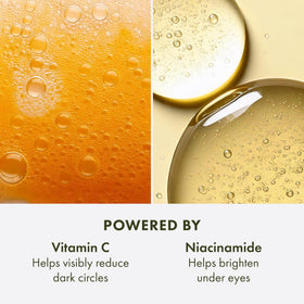 Applying Origins eye cream under eye to depuff and brighten appearance