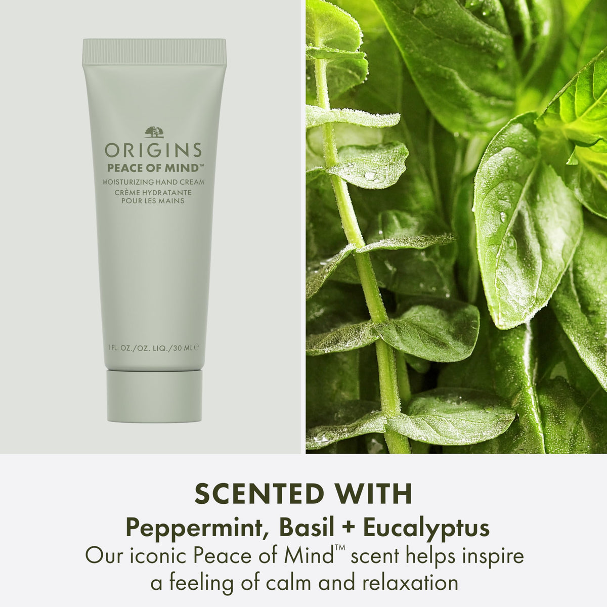 Origins ingredient label close-up showing meadowfoam seed oil and plant glycerin for conditioning