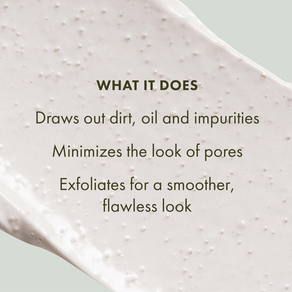 Origins mask applied on model demonstrating even coverage and visible polishing benefit