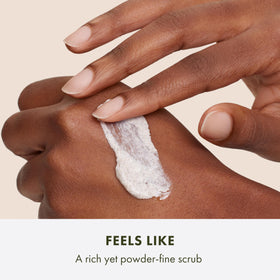 Origins in-hand application demonstrating easy spread and exfoliation