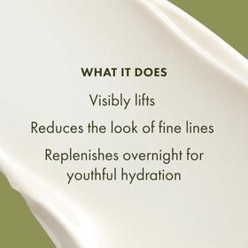 Origins Plantscription cream applied on hand demonstrating spreadability and overnight hydration