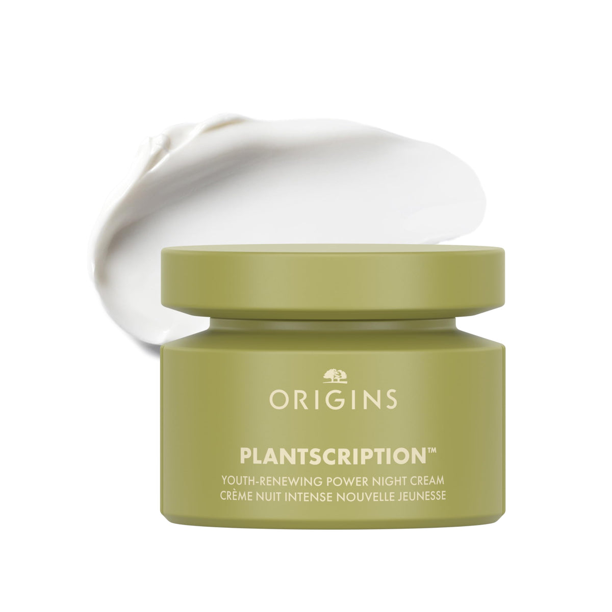 Origins Plantscription front jar showing label and size benefit: clear product identity