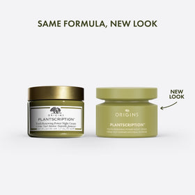 Origins Plantscription opened cream texture showing rich, hydrating finish for smoother skin