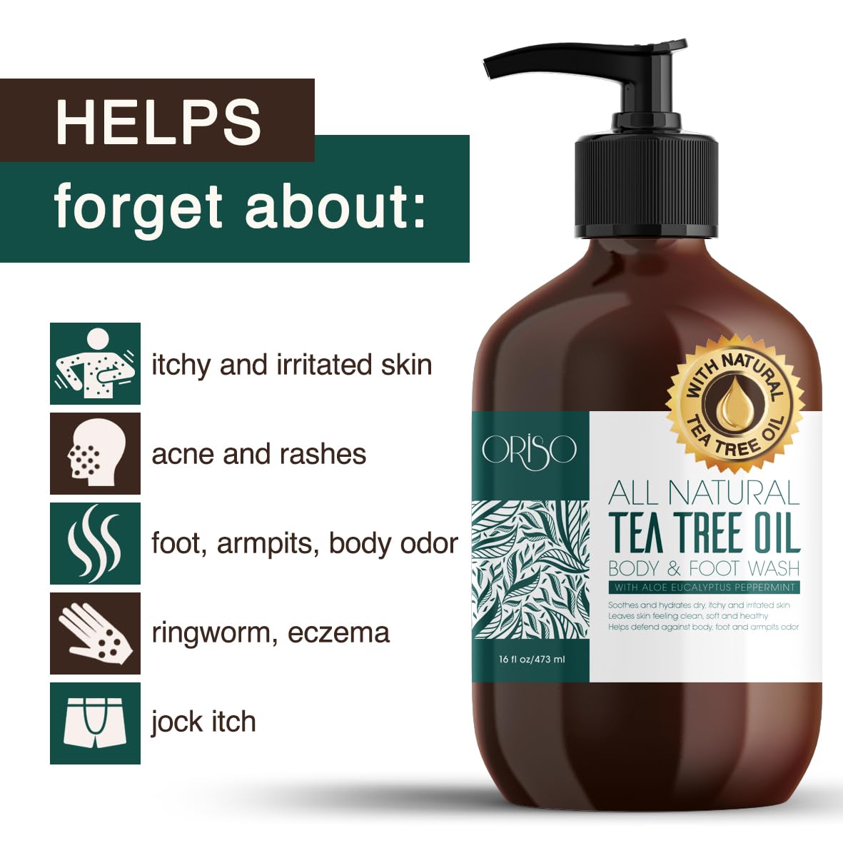 ORISO used as a foot wash after workout to reduce odor and irritation
