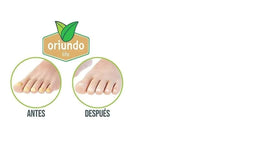 Oriundo Life size comparison with a coin to show compact 0.5 oz bottles for travel and daily use