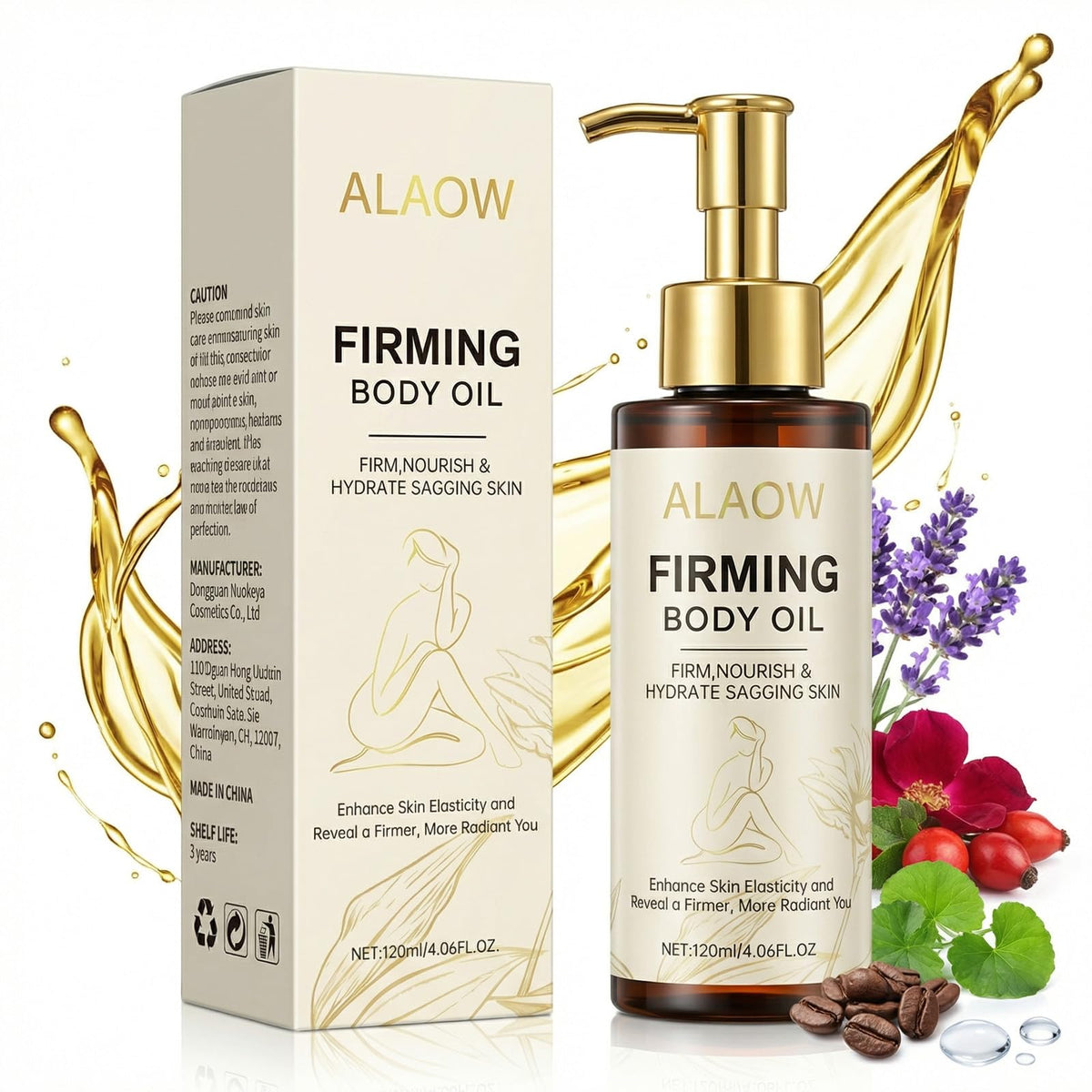 ORIWAve front packaging showing bottle and label, promotes firming benefits