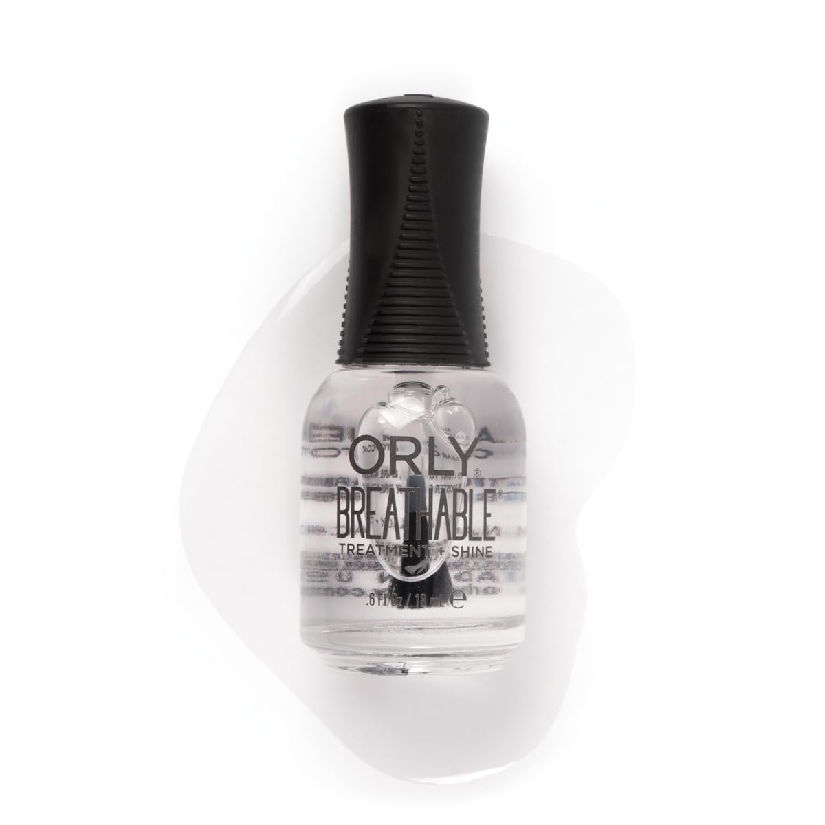 Orly Breathable Clear Coat front bottle showing label and glossy finish benefit