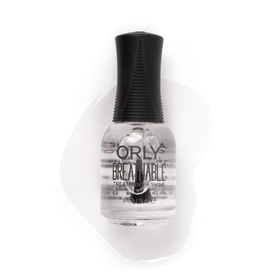 Orly Breathable Clear Coat front bottle showing label and glossy finish benefit