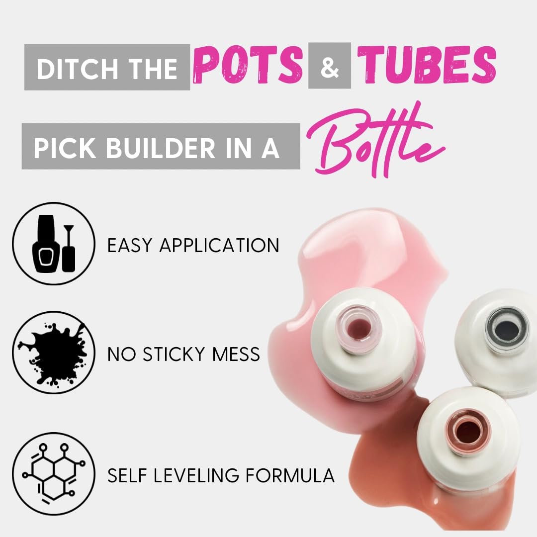 Orly Builder in a Bottle Nude Pink on sculpted extensions demonstrating smooth finish