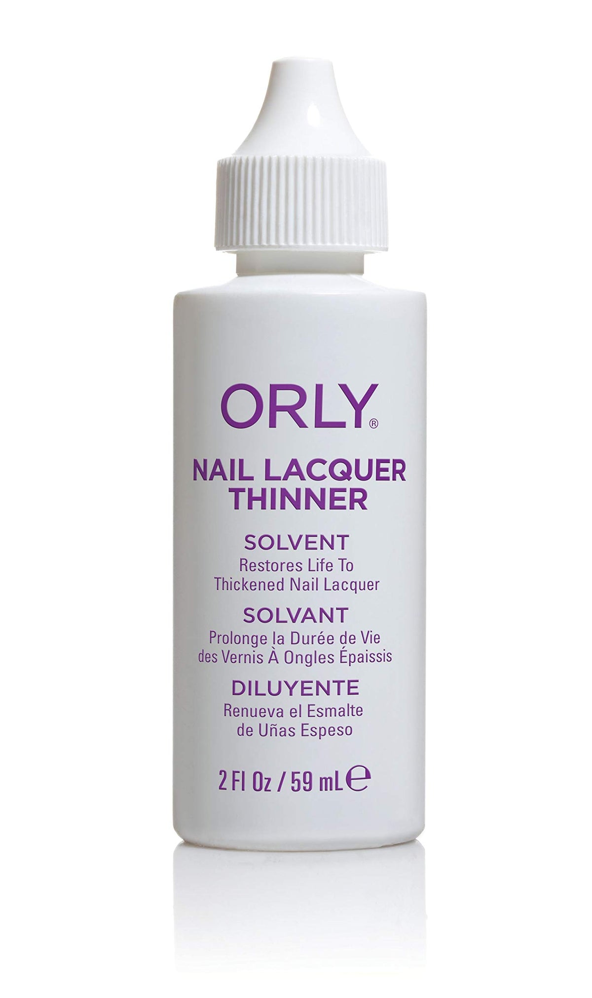 Orly bottle front with dropper showing precise thinning benefit