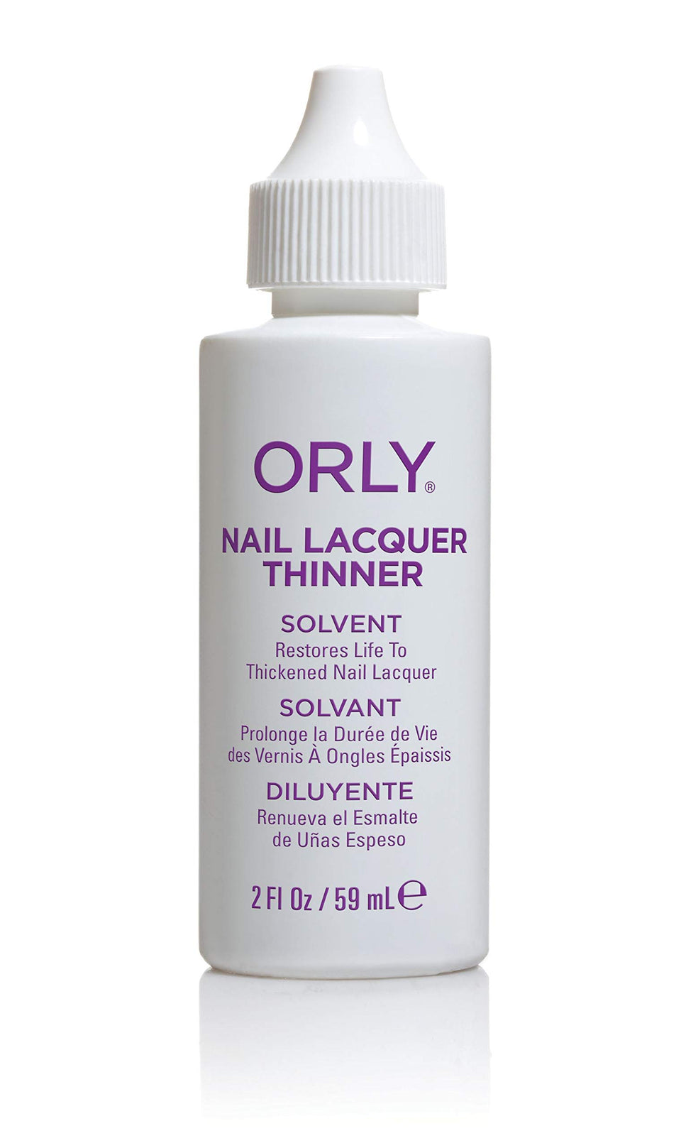 Orly bottle front with dropper showing precise thinning benefit