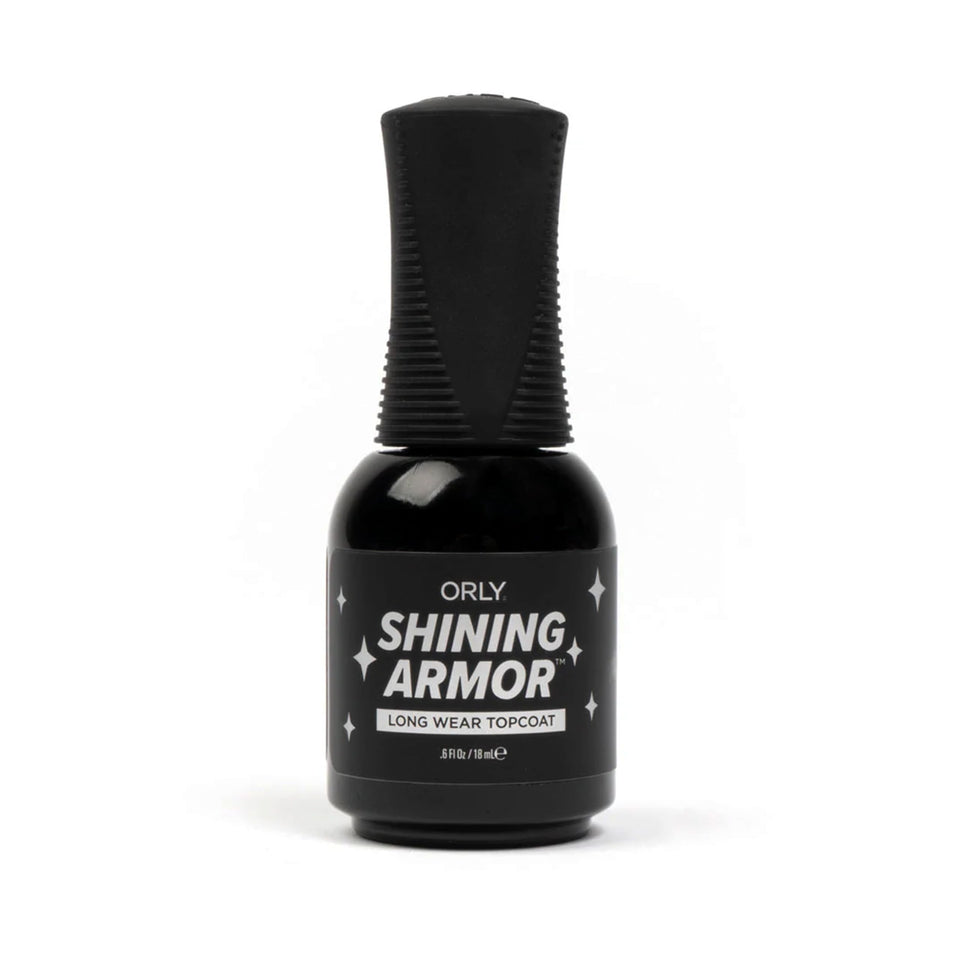 Orly Shining Armor front bottle showing label and size, highlights glossy finish