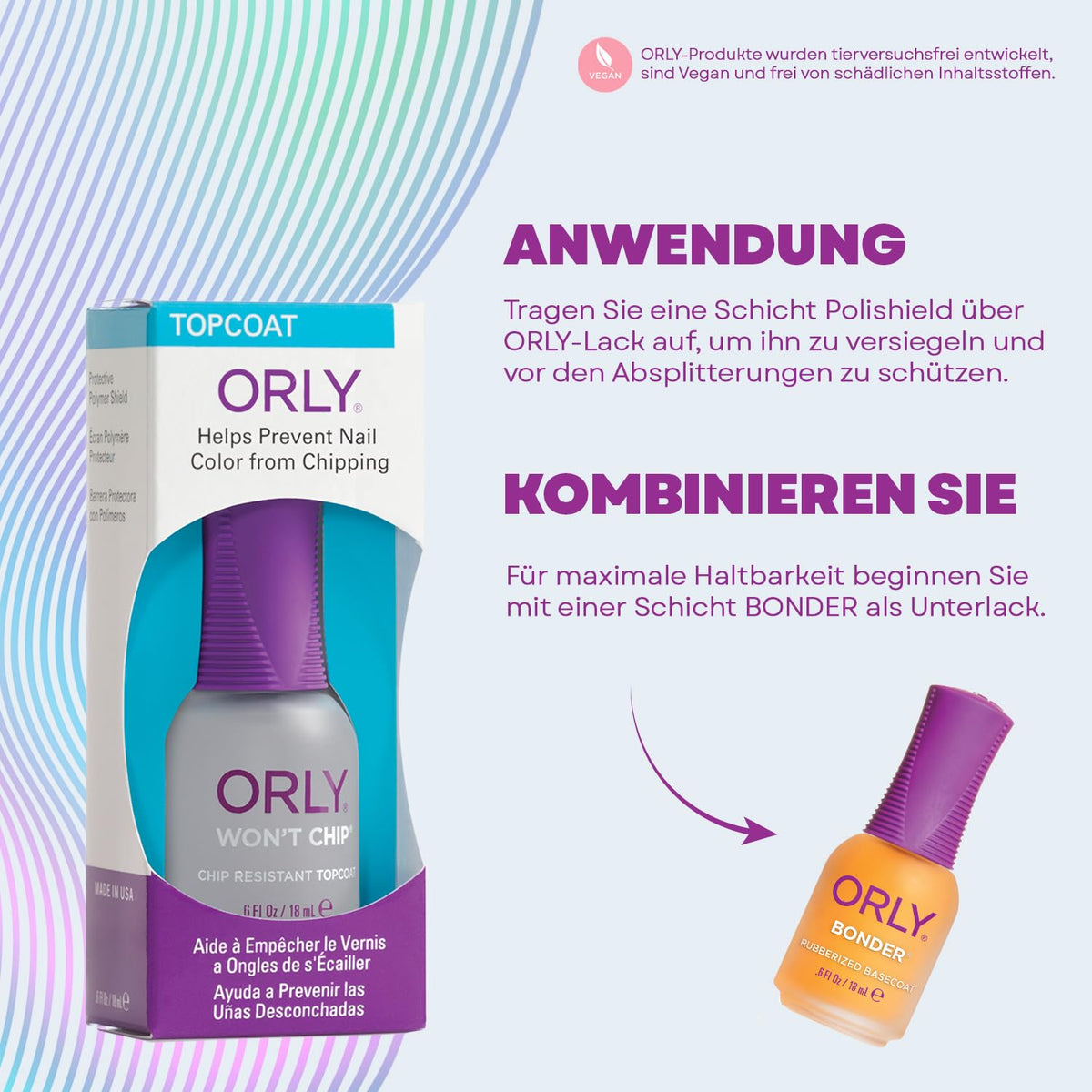 Orly close-up of glossy nail surface highlighting long-lasting shine