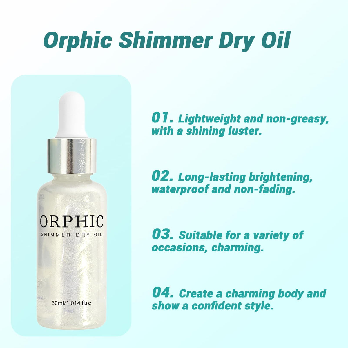 Orphic Shimmer applied on collarbone for buildable radiant sheen and hydration benefit