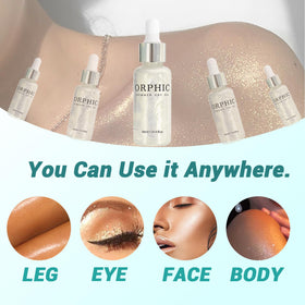 Orphic Shimmer ingredient label showing glycerin, sunflower seed oil and vitamin E benefits
