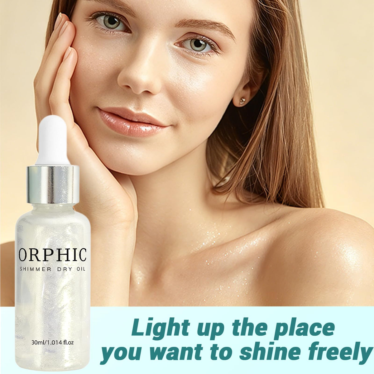 Orphic Shimmer close-up of oil drop texture highlighting fast-absorbing, non-greasy finish