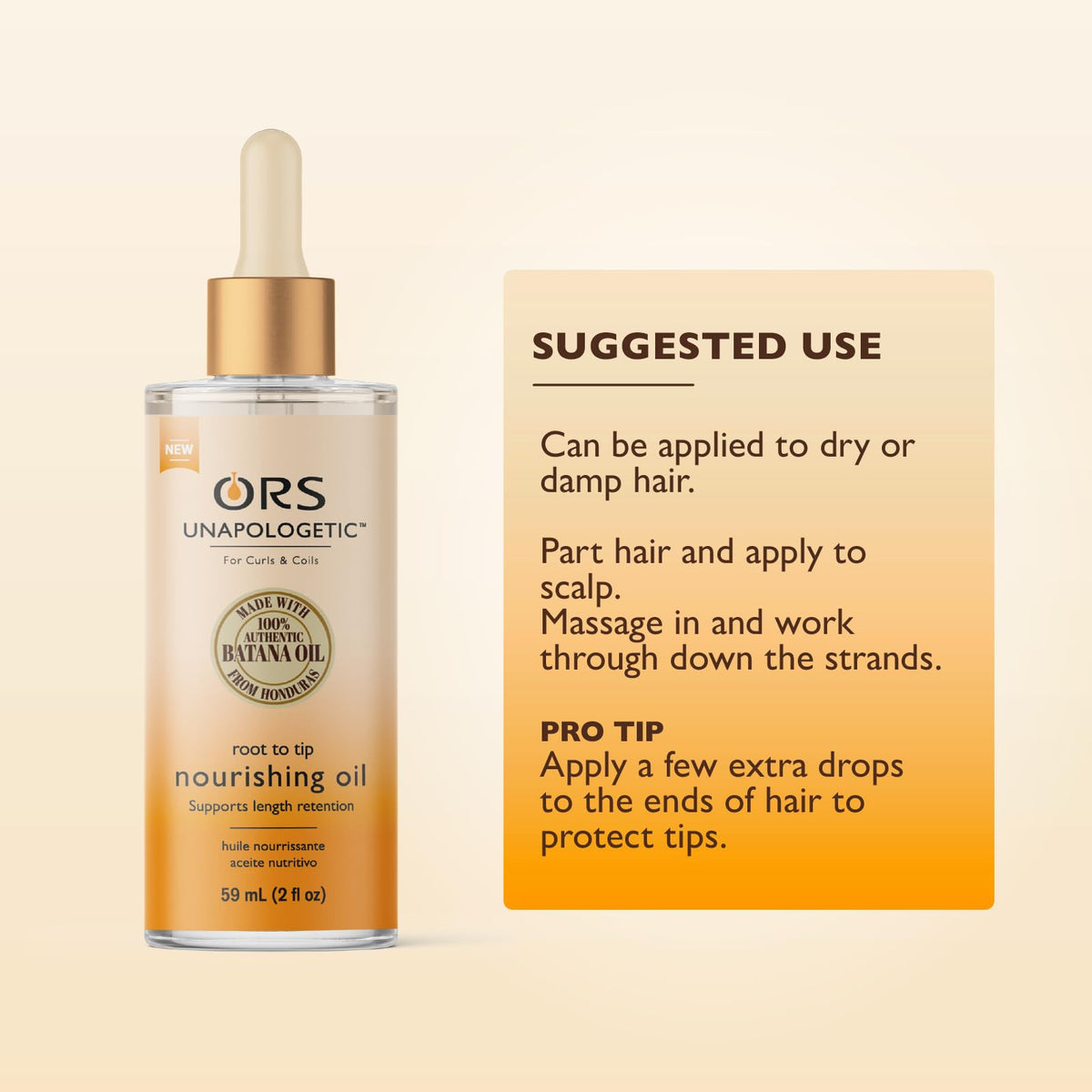 ORS before and after shine comparison showing visible soft shine and smoother strands