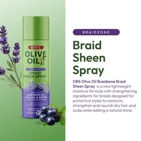 ORS braid sheen spray in action misting braids for instant refresh